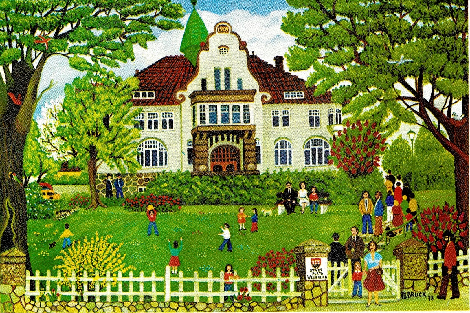 Eine Zeichnung vom Rathaus der Stadt Porta Westfalica