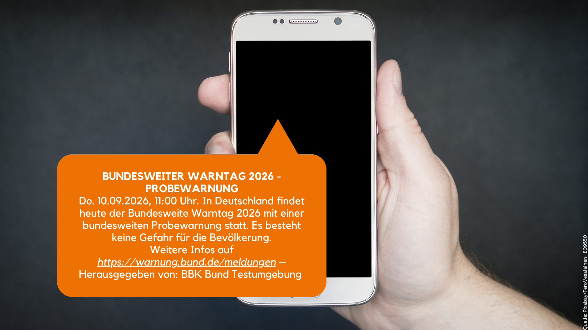 Eine Warnung wird auf einem Smartphone angezeigt