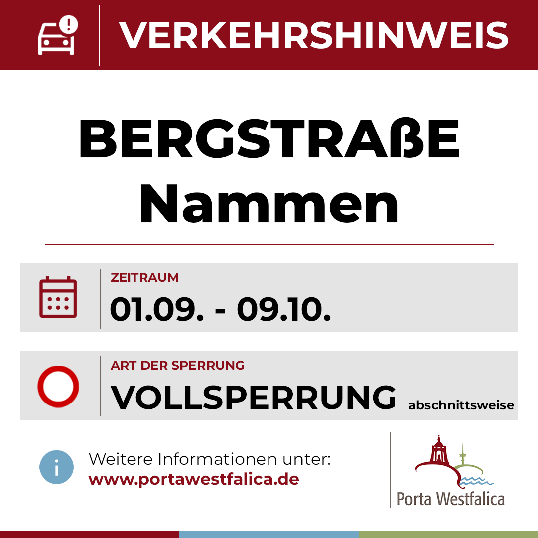 Hinweistafel auf die Sperrung der Bergstraße