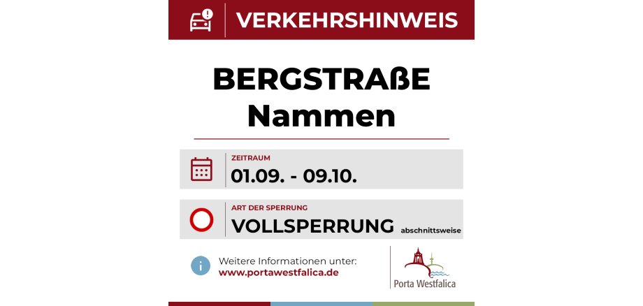 Hinweistafel auf die Sperrung der Bergstraße