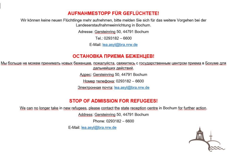 Aufnahmestop Geflüchtete