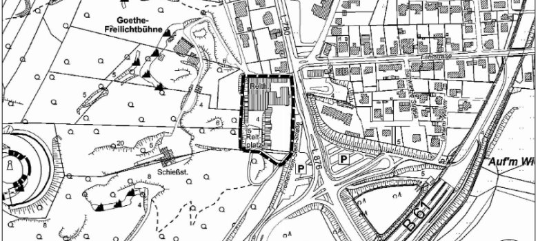 Eine Karte mit dem Geltungsbereich für den vorhabenbezogenen Bebauungsplan Nummer 44 Kaiserhof