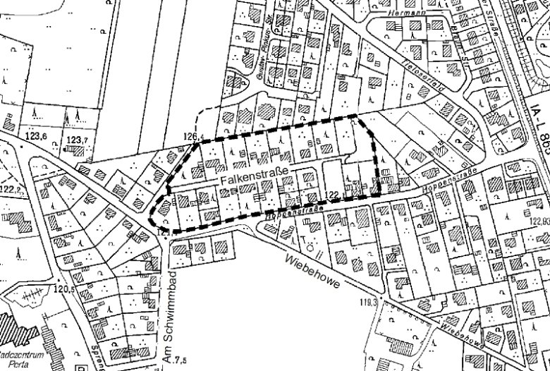 Überischtskarte Bebauungsplan 71 "Falkenstraße"